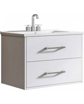 24" Wall Mounted Bathroom Vanity and Sink Combo,Grey Floating Bathroom Vanity with White Ceramic Sink 
