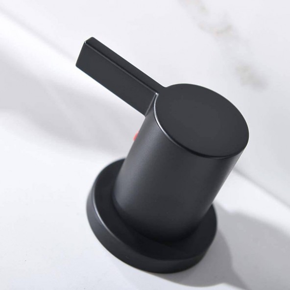 Matte Black Waterfall Widespread 8 Inch 3 Holes 2 Handles Bathroom Faucet With Copper Drain And Valve 