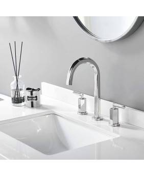 2 Handle 3 Hole High Arch Polished Chrome Widespread Bathroom Faucet, Bathroom Sink Faucets with Metal Pop Up Drain