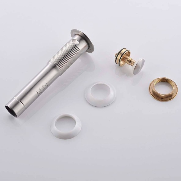 Brushed Nickel Pop Up Lavatory Bathroom Sink Drain Assembly With Basket,Pop Up Vessel Sink Drain Assembly With Overflow