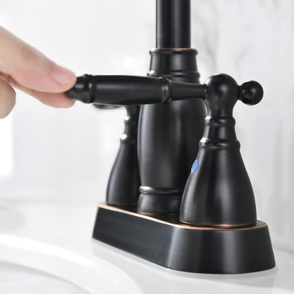 Oil Rubbed Bronze Bathroom Faucet, RV/Utility Centerset Faucet with Rotatable 360 Degree Swivel Spout, Fit for 2-3 Hole with Pop Up Drain and Water Supply Line