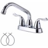 Premium Polished Chrome Bathroom Faucet 4 Inch Centerset Bathroom Faucet With Swing Spout and Hoses