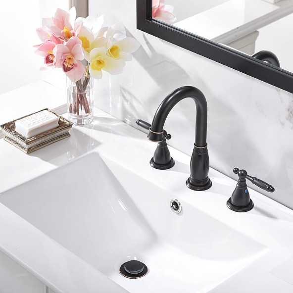2 Handle 8 Inch Widespread Oil Rubbed Bronze Bathroom Faucets By