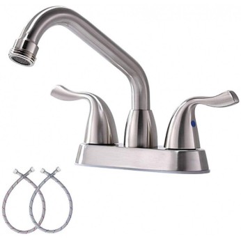 Modern Polished Nickel Bathroom Faucet 4 Inch Centerest Bathroom Faucet With Drain,Swing Spout and Suply Hoses