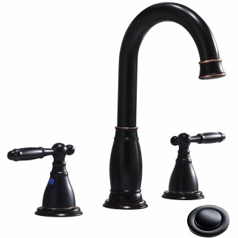 3 Hole 2 Handle 8 Inch Oil Rubbed Bronze Bathroom Faucet Widespread With Pop Up Drain And Supply Lines