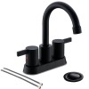 Modern Matte Black Bathroom Faucet 4 Inch Centerset Bathroom Faucets With Pop Up Drain Assembly and Water Supply Lines