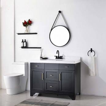 Modern Matte Black Bathroom Faucet 4 Inch Centerset Bathroom Faucets With Pop Up Drain Assembly and Water Supply Lines