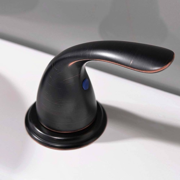 8 Inch 2 Handle 3 Hole Oil Rubbed Bronze Bathroom Faucet Widespread Oil Rubbed Bronze Faucet With Pop Up Drain and Supply Lines