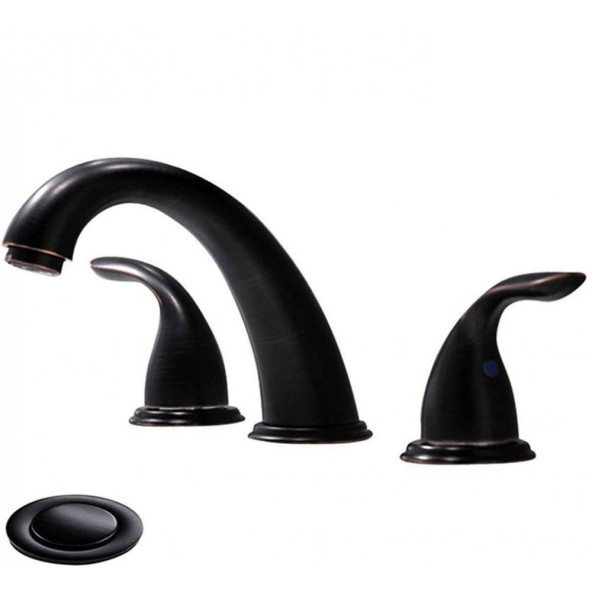 2 Handle 8 Inch Widespread Bathroom Faucet With Pop Up Drain And Valve Oil Rubbed Bronze Widespread Lavatory Faucet Phiestina