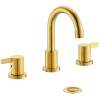 2 Handle 3 Hole 8 inch Widespread Brushed Gold Bathroom Faucet with Metal Pop-Up Drain and Water Lines