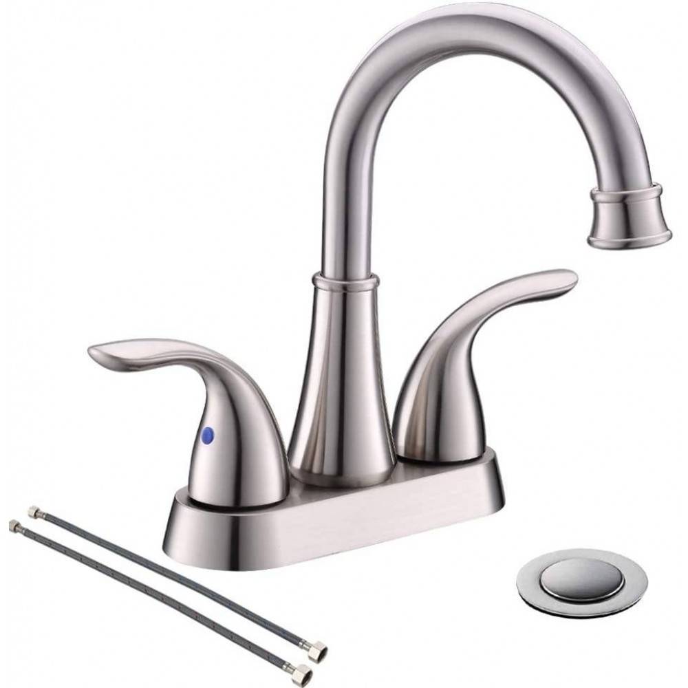 Kingston Brass KB2628YL Yosemite 4 Inch Centerset Two Handle Lavatory Faucet Brushed Nickel 5-1/8 inch in Spout Reach 