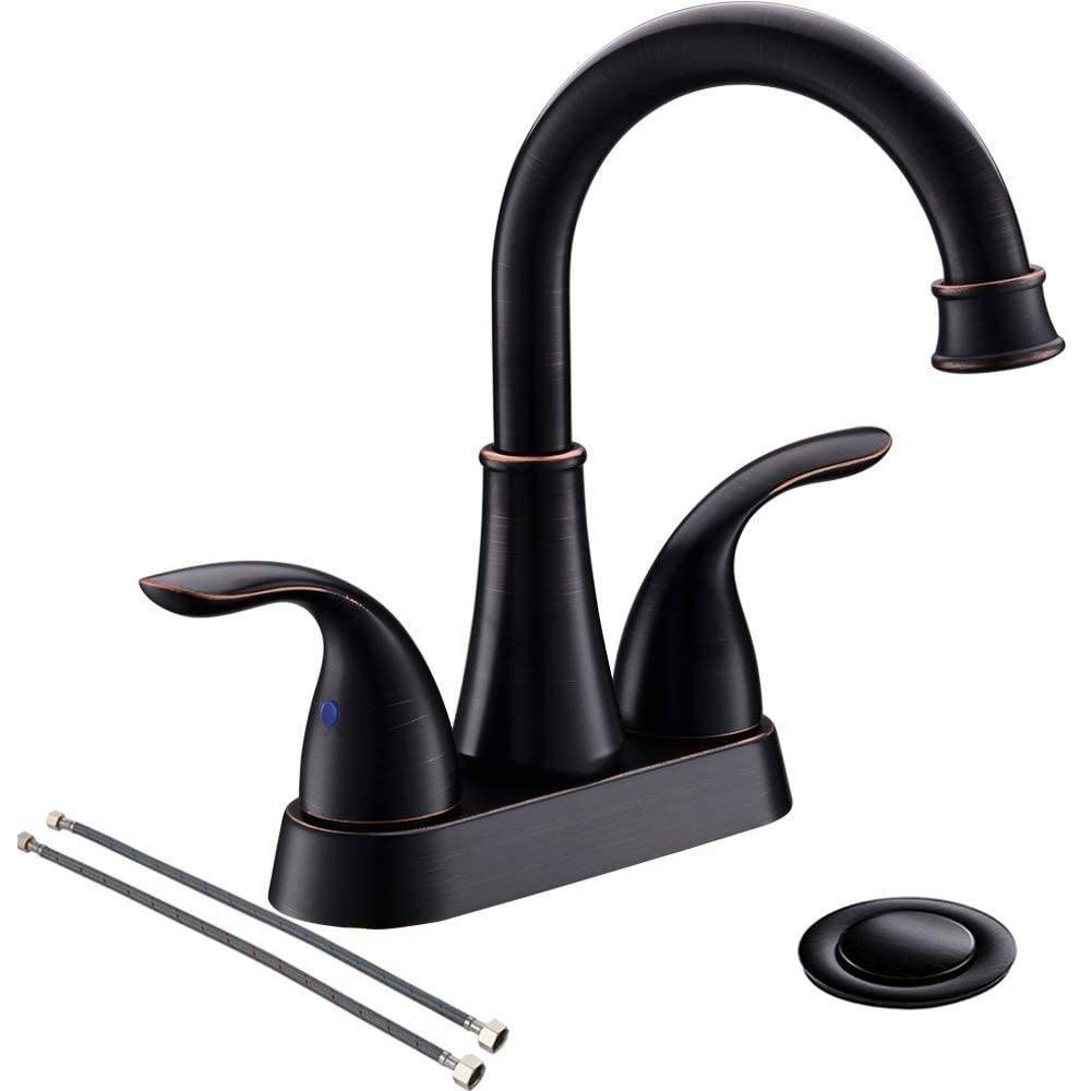 Bronze 4 Centerset Vanity Faucet with Cross Handles KirlystonE Oil-Rubbed-Bronze Bathroom Sink Faucet 