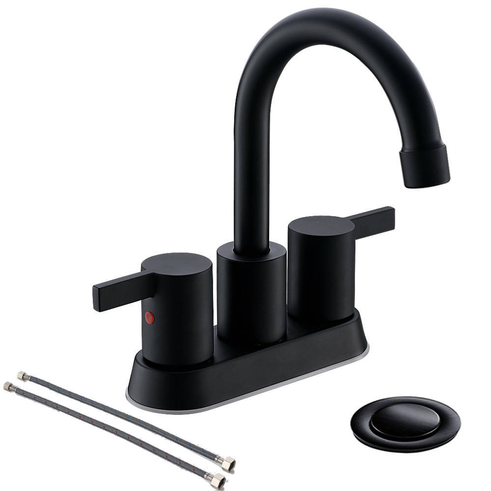 4 Inch 2 Handle Centerset Matte Black, Bathroom Faucet Water Connections